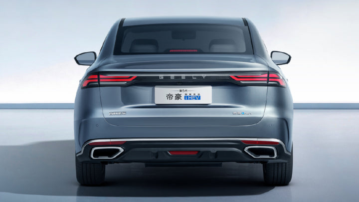 Geely Emgrand full-width LED tail light bar with iHEV badge